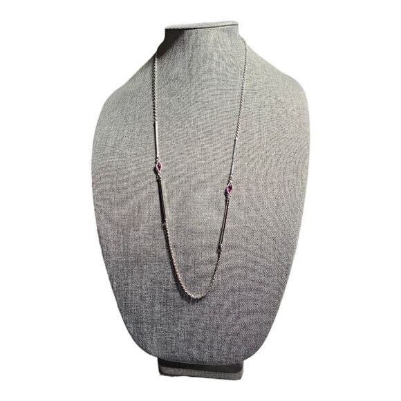 Sarah Coventry Station Pink Accents Long Silver-tone Elegant Necklace - Picture 2 of 16